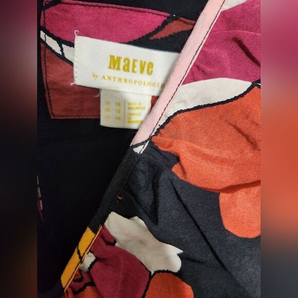 Anthropologie Maeve Deep-V Ruched Midi Dress Size 12 - Picture 8 of 14